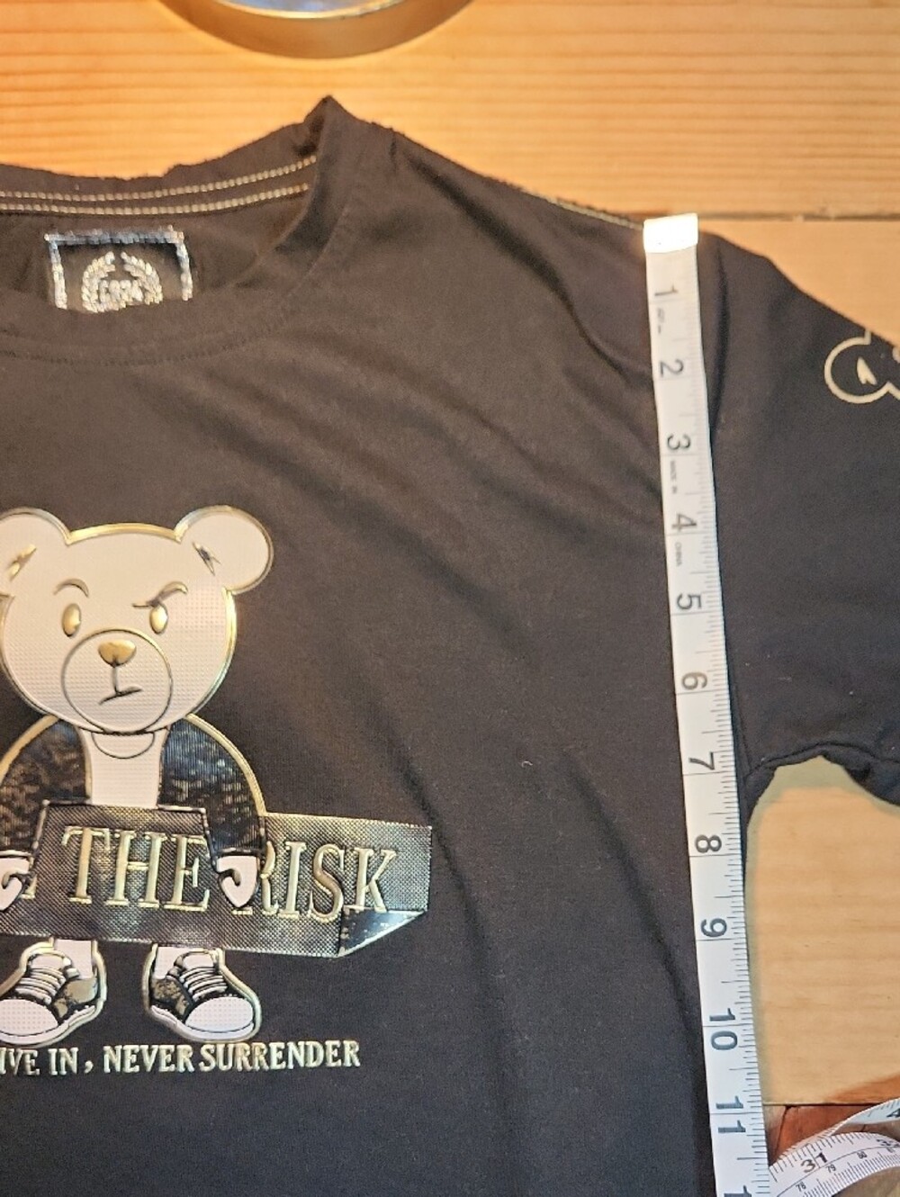 CR-24 Black Kids Tee with embossed Bear Graphic - "Take The Risk" - Picture 8 of 10